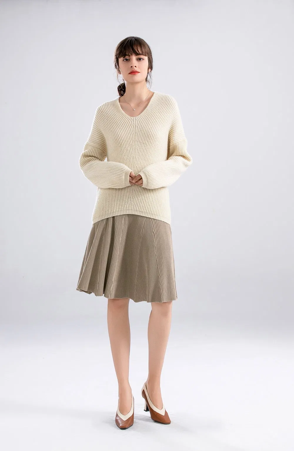 2025 Hot Sale V Neck Wool Leisure Loose Pullover Sweater Jumper for Women