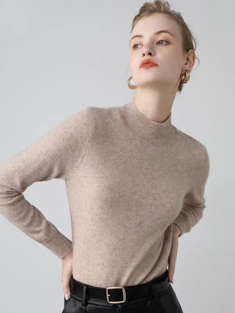 Classic Slim Fit Winter Ladies Black Knitted Pullover Layering Style Basics Women Knitting Long Sleeve Turtleneck Sweater