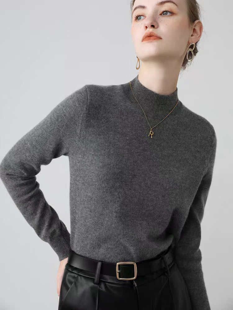 Classic Slim Fit Winter Ladies Black Knitted Pullover Layering Style Basics Women Knitting Long Sleeve Turtleneck Sweater