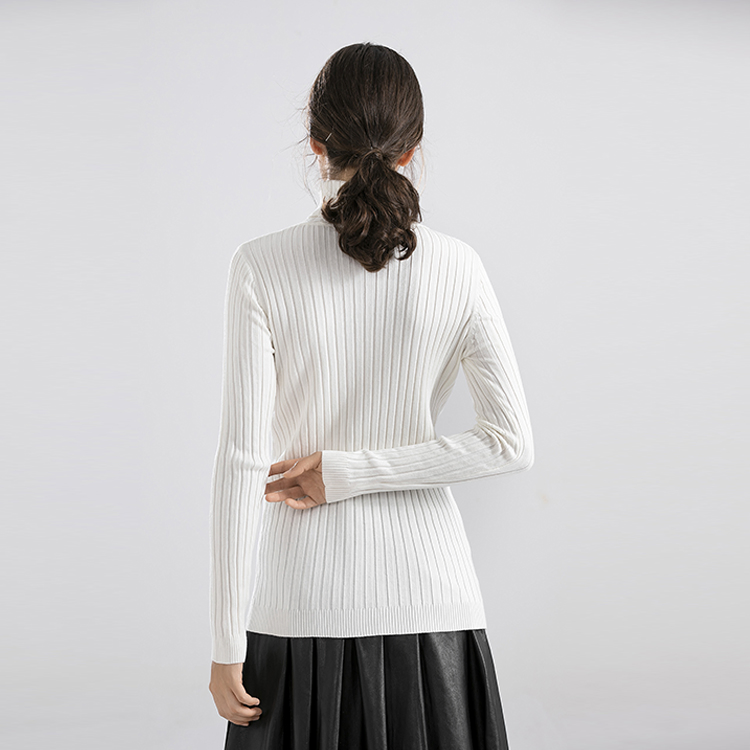 White Fit 2025 Hot Sale New Fashion Cotton Turtle Neck Sweater for Women