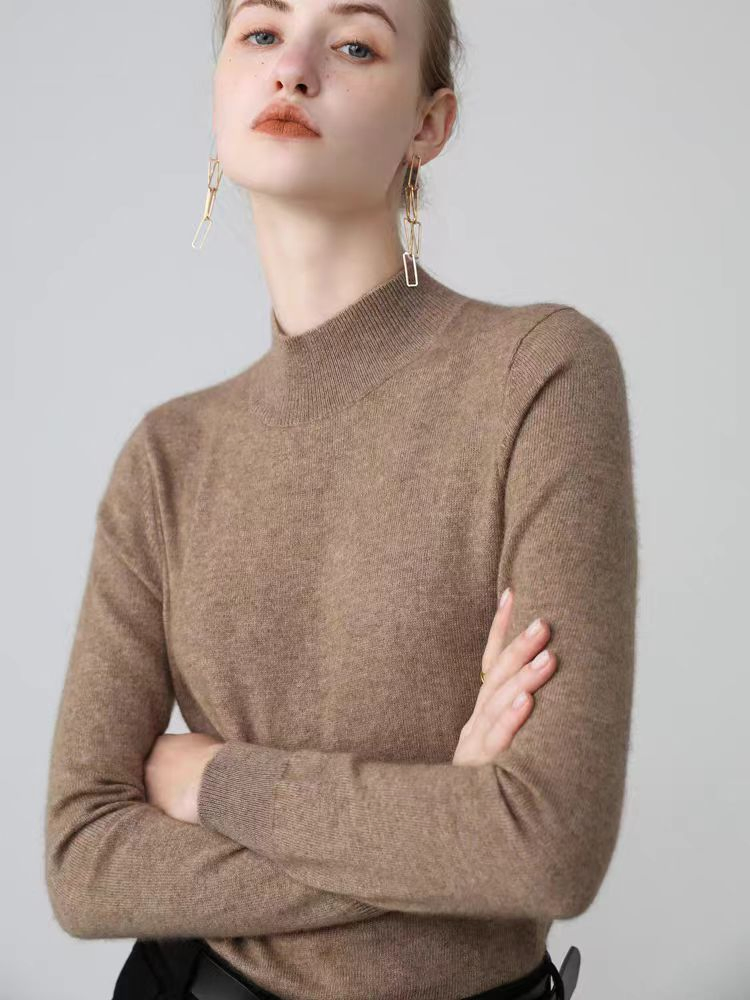 Classic Slim Fit Winter Ladies Black Knitted Pullover Layering Style Basics Women Knitting Long Sleeve Turtleneck Sweater