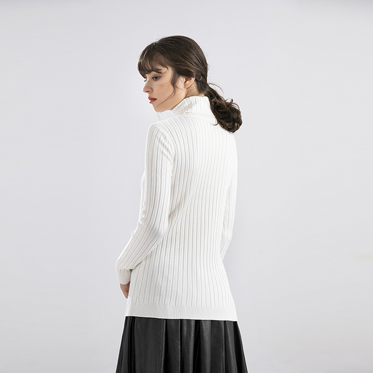 White Fit 2025 Hot Sale New Fashion Cotton Turtle Neck Sweater for Women