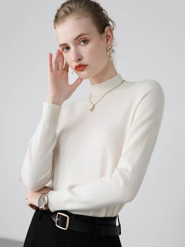Classic Slim Fit Winter Ladies Black Knitted Pullover Layering Style Basics Women Knitting Long Sleeve Turtleneck Sweater