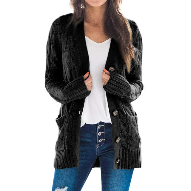 Fashion Women Twists Long Sleeve Knitted Sweater Casual Cardigan Sweater