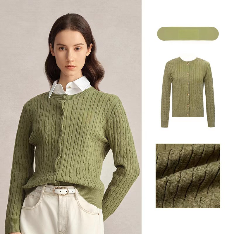 Women Layer Stylish Cardigan Cable Knitted New Style Crew Neck Cardigan for Winter