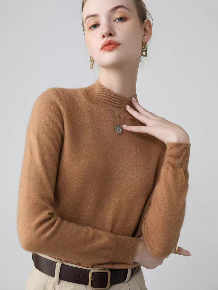 Classic Slim Fit Winter Ladies Black Knitted Pullover Layering Style Basics Women Knitting Long Sleeve Turtleneck Sweater