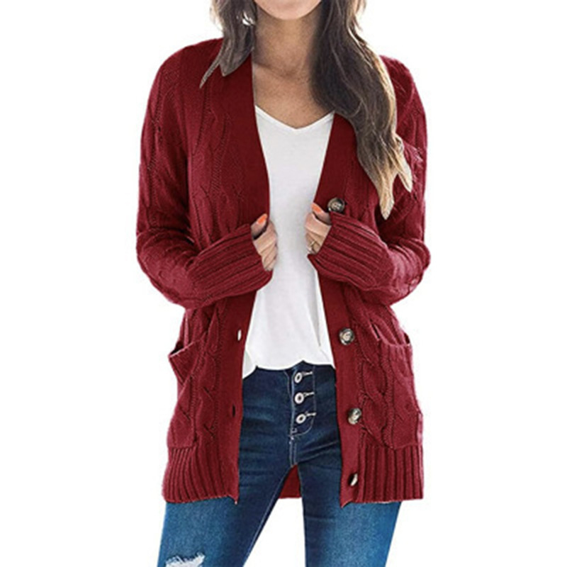 Fashion Women Twists Long Sleeve Knitted Sweater Casual Cardigan Sweater
