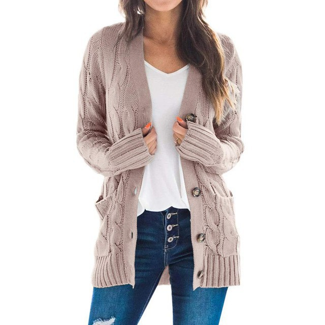 Fashion Women Twists Long Sleeve Knitted Sweater Casual Cardigan Sweater