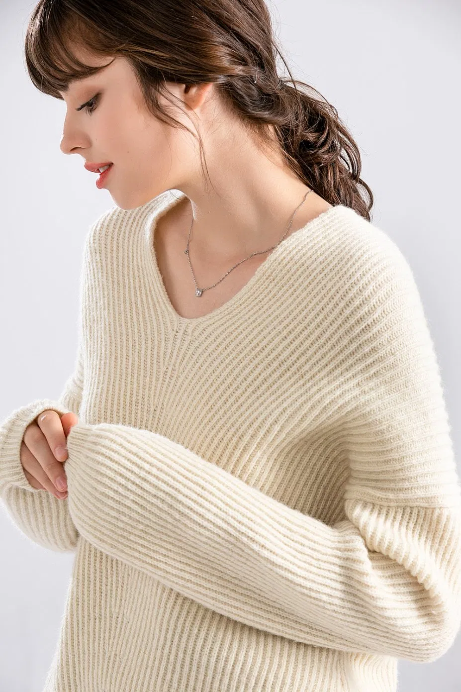 2025 Hot Sale V Neck Wool Leisure Loose Pullover Sweater Jumper for Women