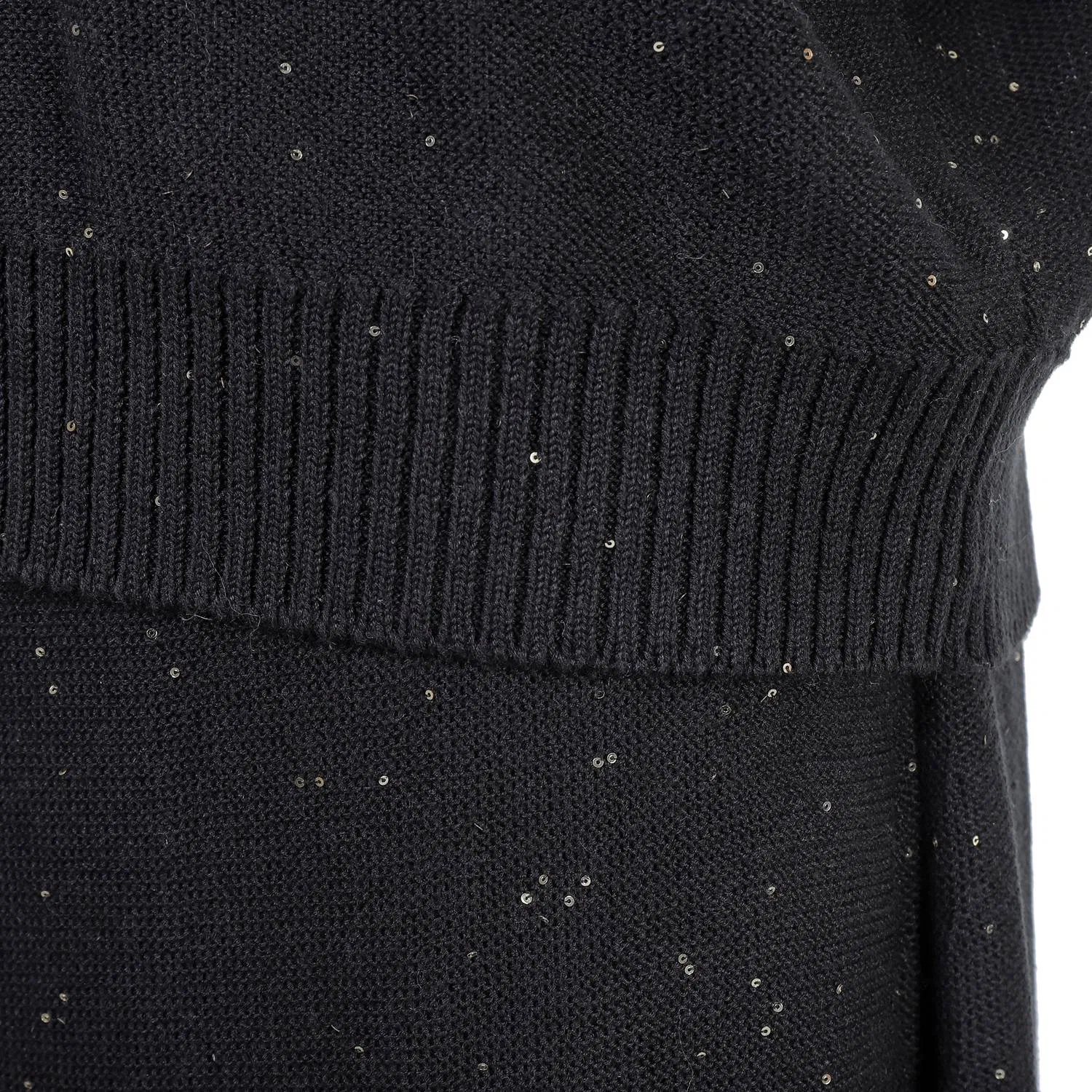 Fashion Knitted Black Short Sleeve and Skirt Sequin Set for Women Sweater