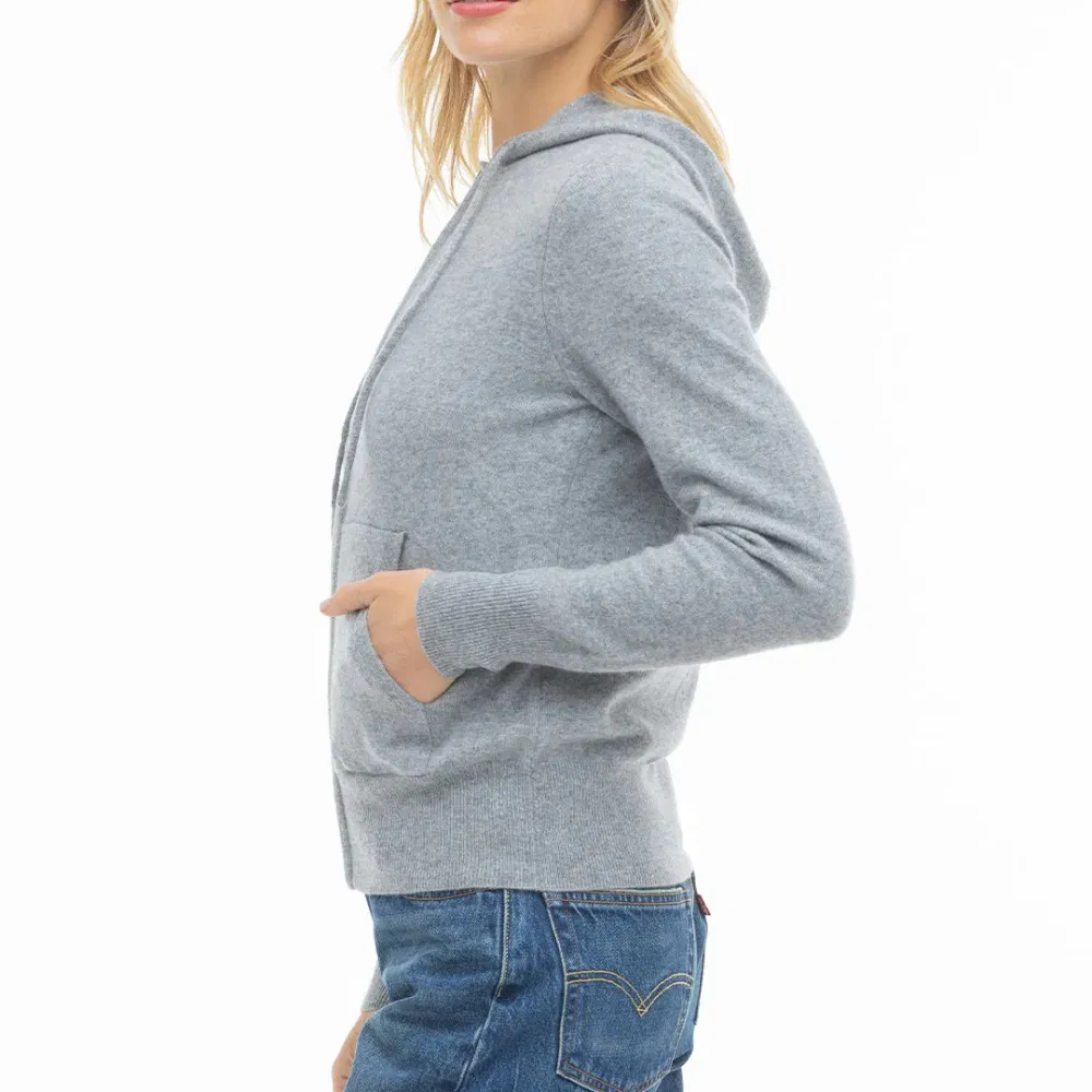 Women&prime;s Grey Zip-up Sweater Hoodie - Perfect for Casual Outings