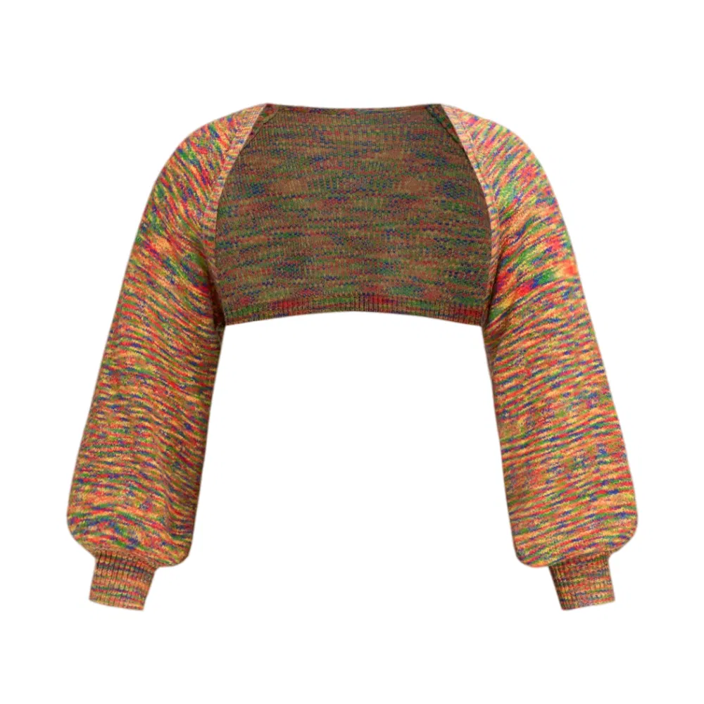 Stylish Colorful Stripe Crop Knit Cardigan Sweater for Modern Women