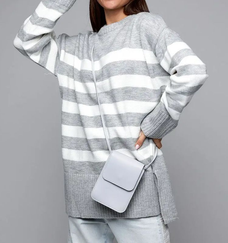 Oversized Stripe Sweater Women Loose Fit Knit Top Vintage Inspired Unisex Boyfriend Style