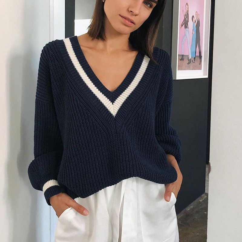 Casual Color Oversized Sweater Women Loose Fit Long Sleeve Knit Top Chic Pullover