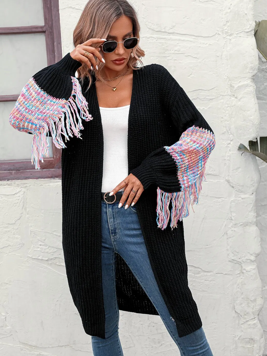 Ladies Long Fashion Cardigan Sweater Women Knitting Cardigan
