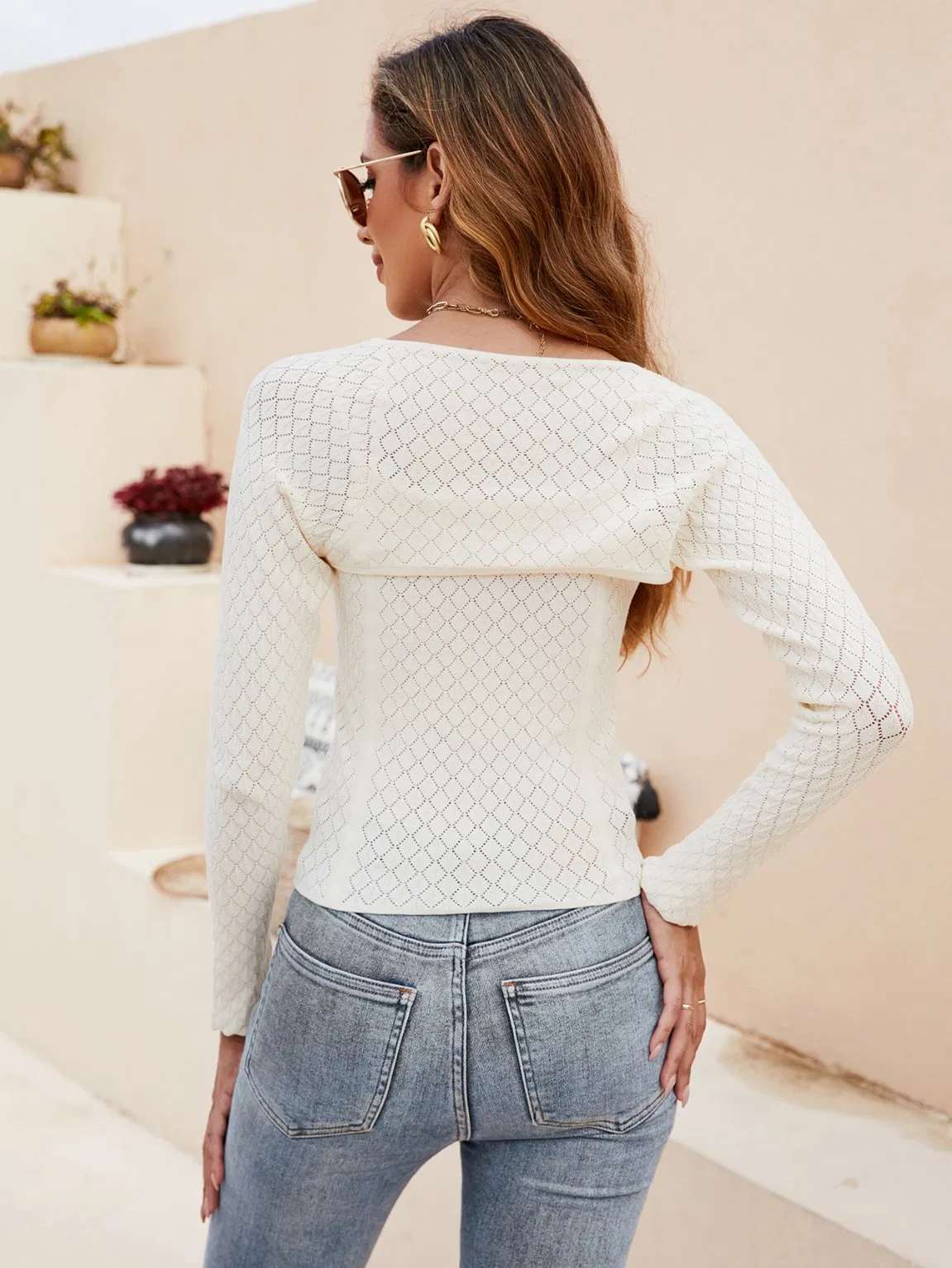Ladies Fashion Knitting Sweater Women Knitted Sweater Pullover Two Sets