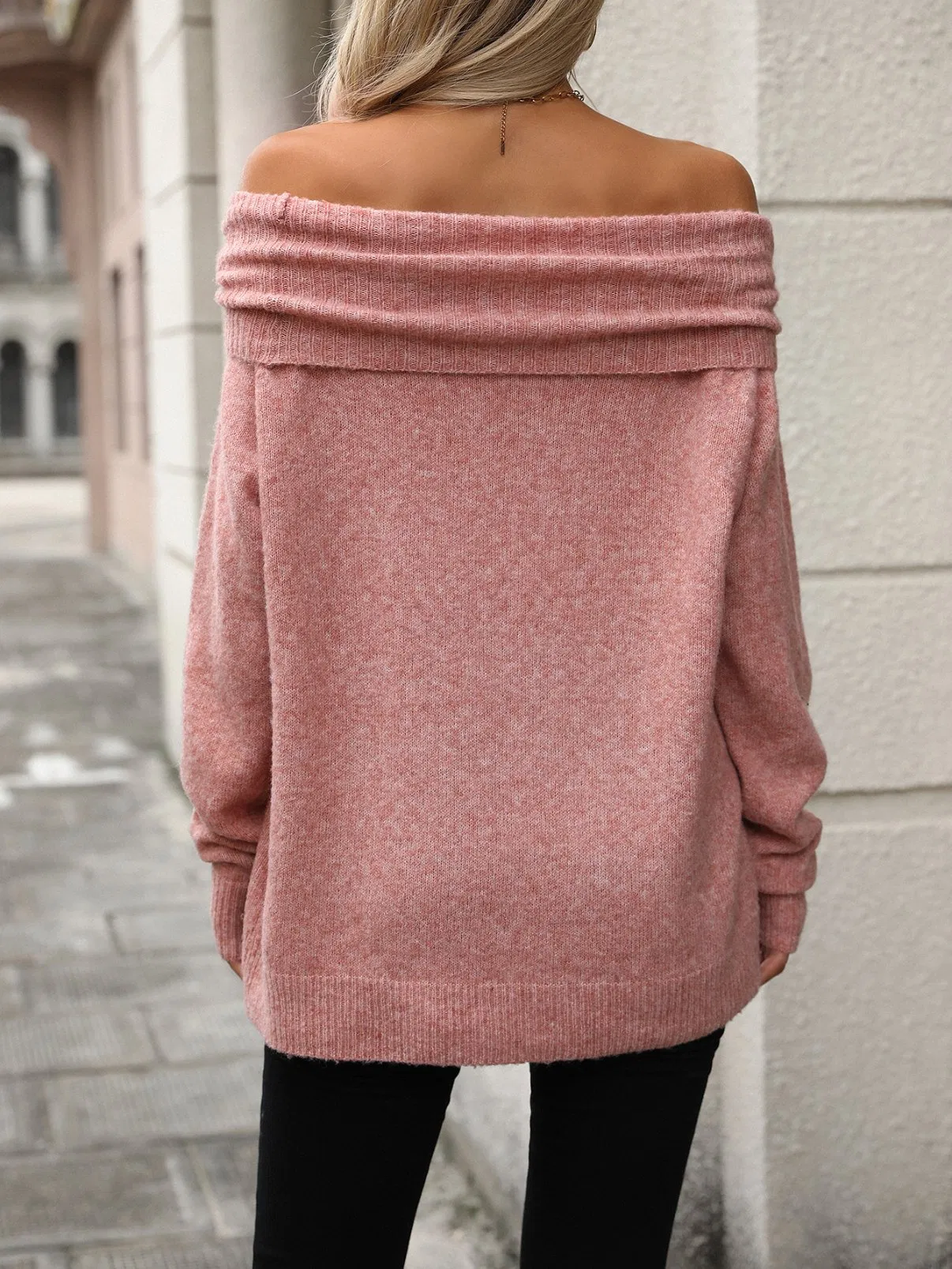 Elegant Ladies Big Collar Knit Sweater for Casual Outfits