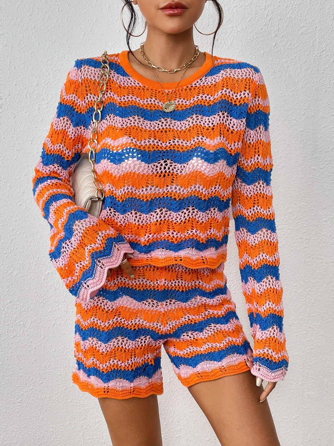 Ladies Knitting Sweater Sets Women Knitted Sweater Sets