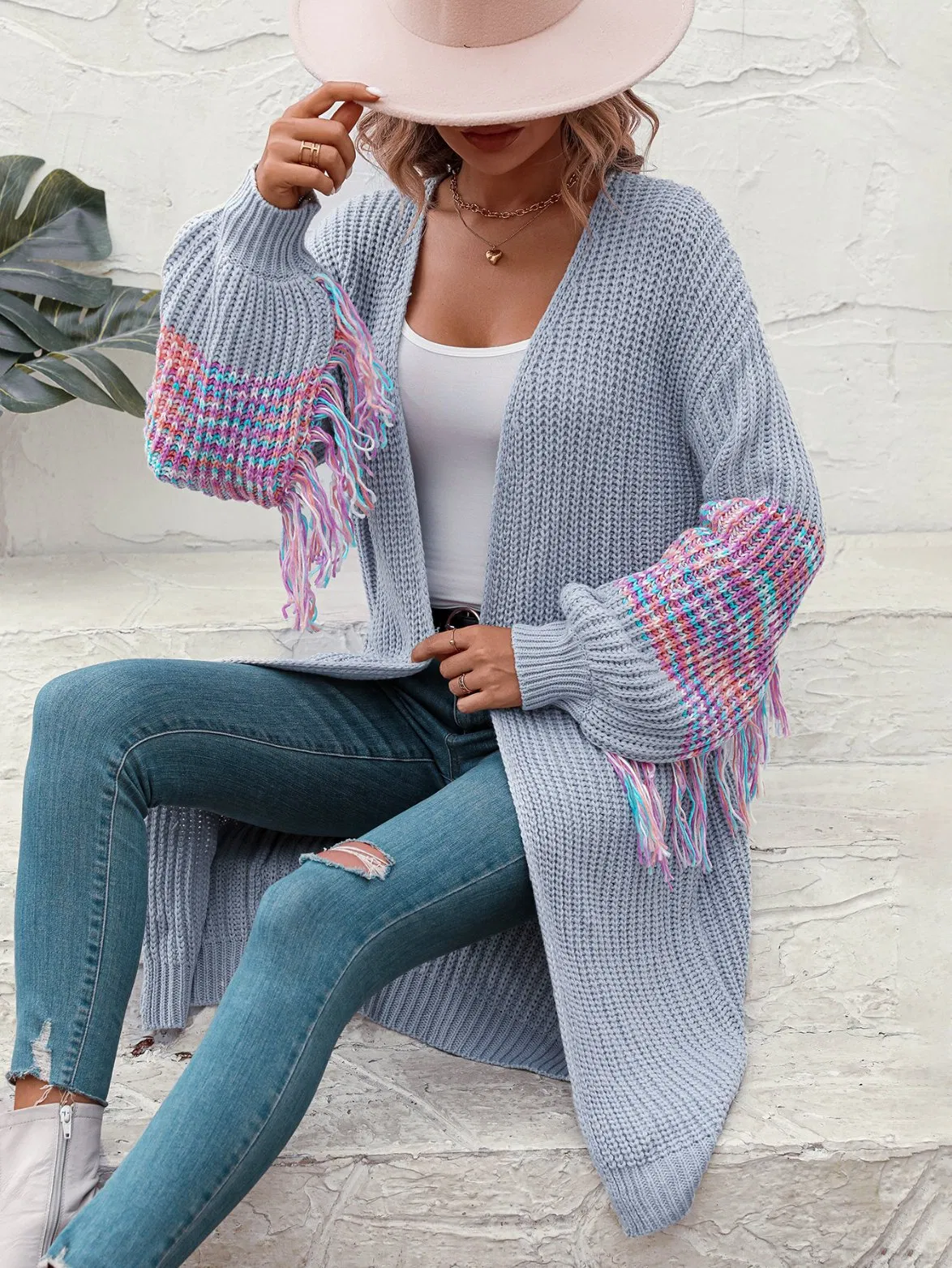 Ladies Long Fashion Cardigan Sweater Women Knitting Cardigan