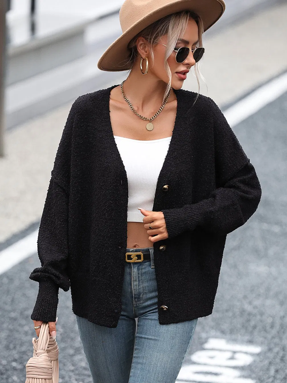 Elegant Women&prime;s Knitted Cardigan Sweater for Trendy Looks