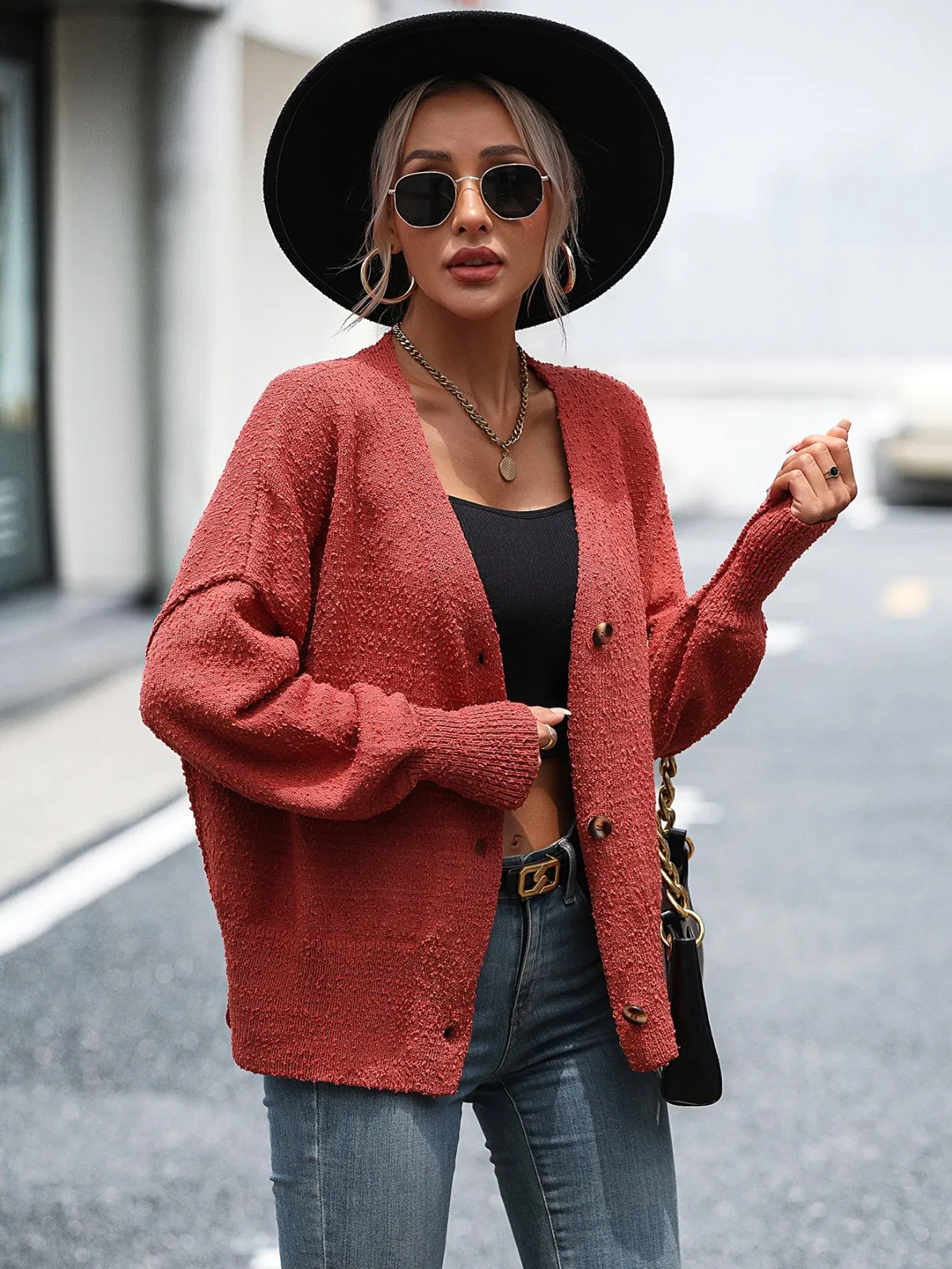 Elegant Women&prime;s Knitted Cardigan Sweater for Trendy Looks