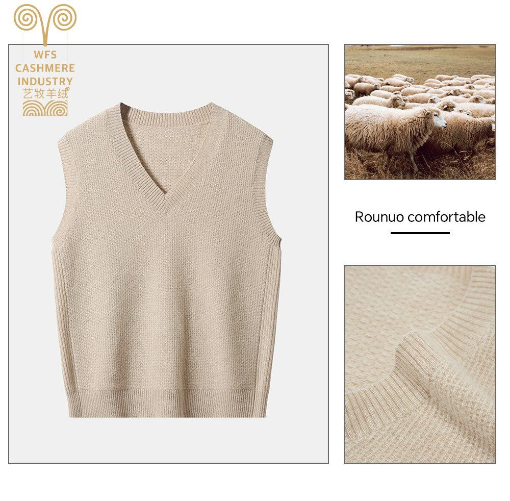 Fashion Sleeveless Warm Fleece Cashmere Vest for Women High Quality Casual Wool Vest V-Neck Cashmere Vest