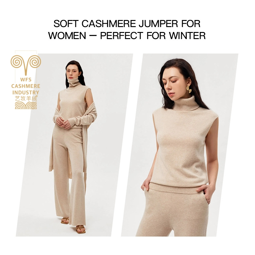 Winter Street Cashmere Sets for Woman Turtleneck Full Sleeves Top High Waist Trousers Two Piece Set Women Loose Women′s Sets