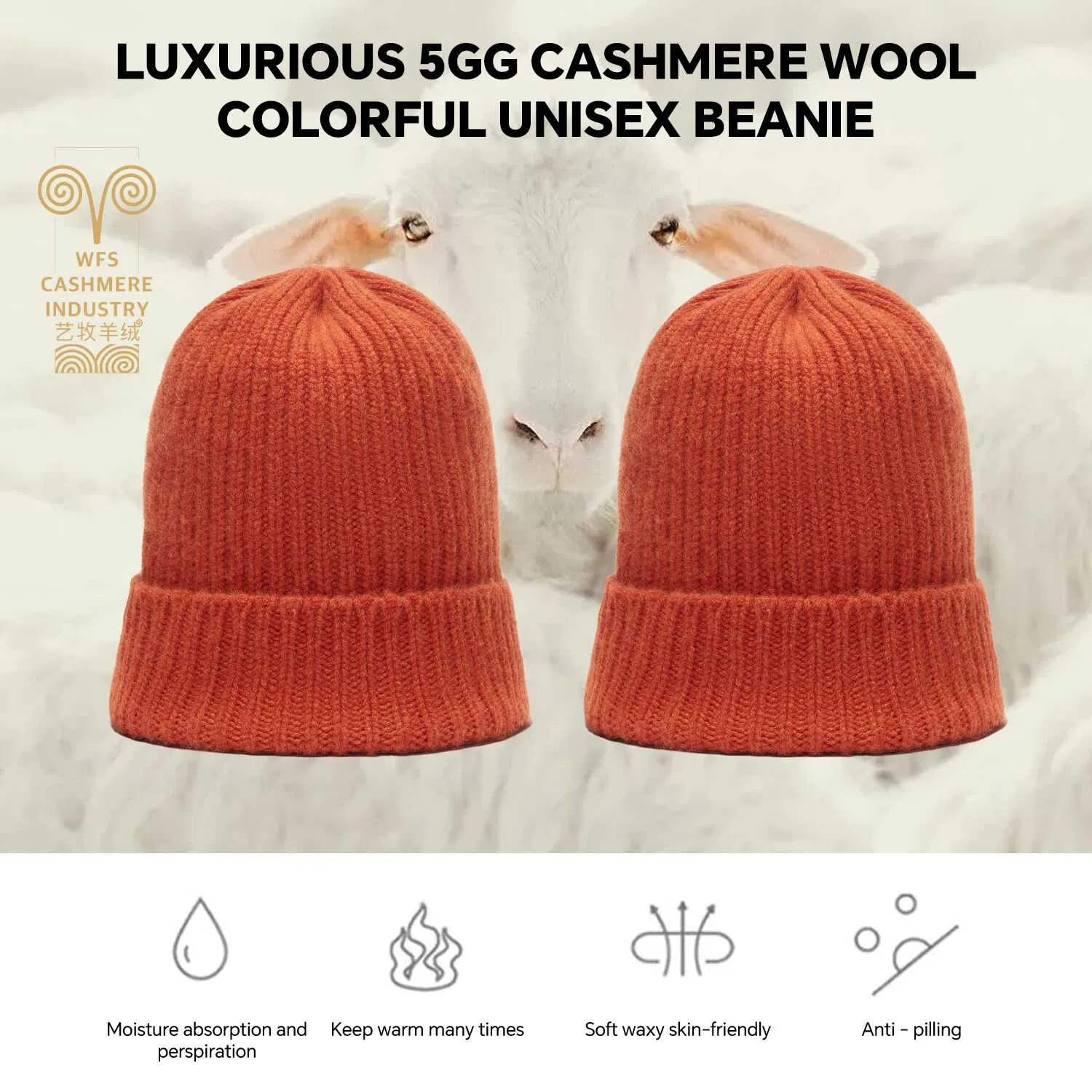 2025 New Pure Cashmere Brimless Cap Custom Cashmere Wool Colorful Unisex Beanie