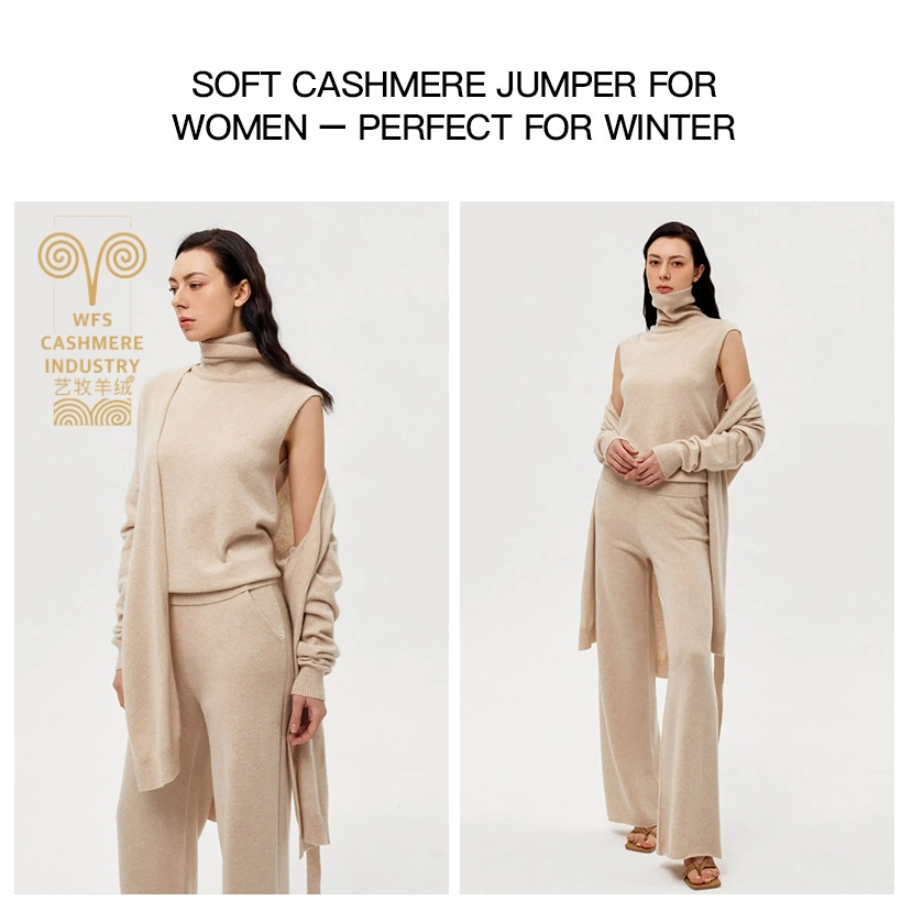Winter Street Cashmere Sets for Woman Turtleneck Full Sleeves Top High Waist Trousers Two Piece Set Women Loose Women&prime;s Sets