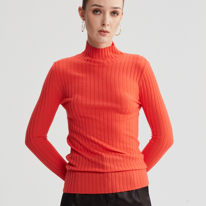 Premium Quality 100% Wool Knitted Ribbed Turtleneck Sweater