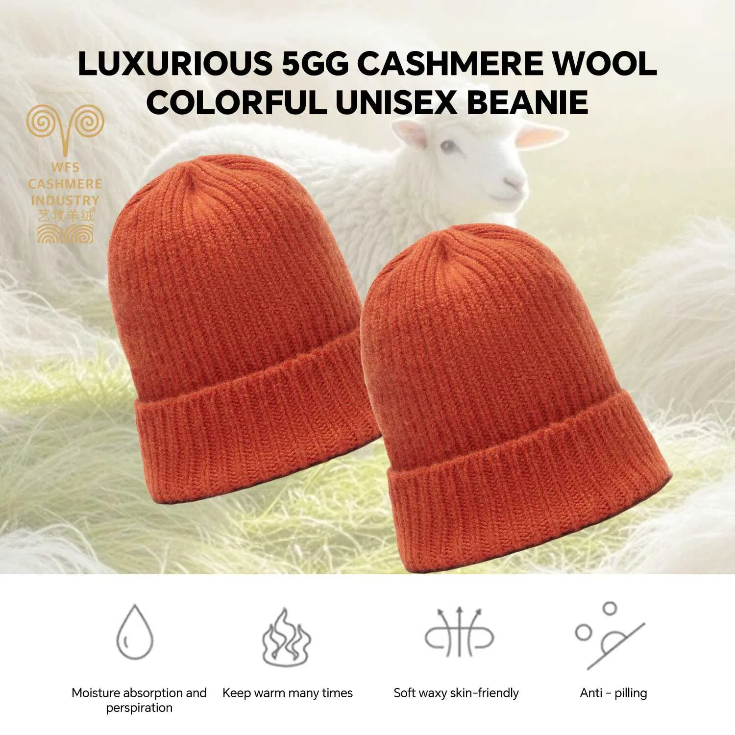 2025 New Pure Cashmere Brimless Cap Custom Cashmere Wool Colorful Unisex Beanie