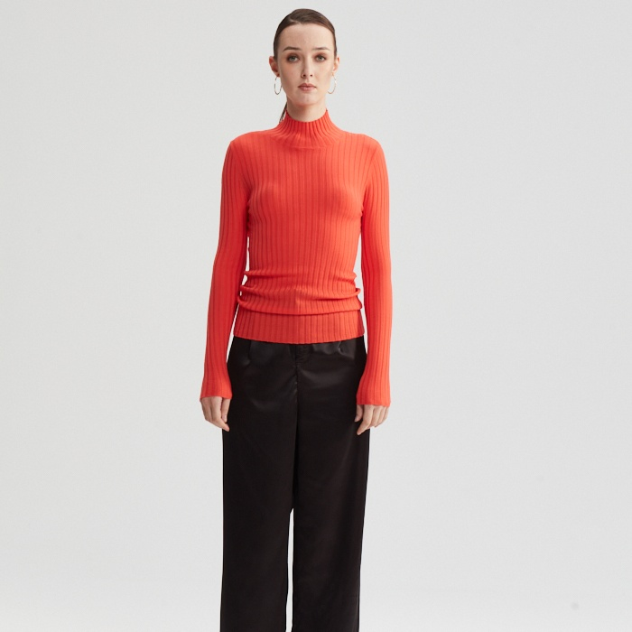 Premium Quality 100% Wool Knitted Ribbed Turtleneck Sweater