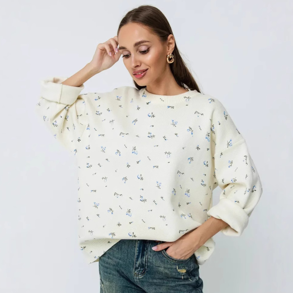 New Fashion Sweater Lady Round Neck Knit Sweater