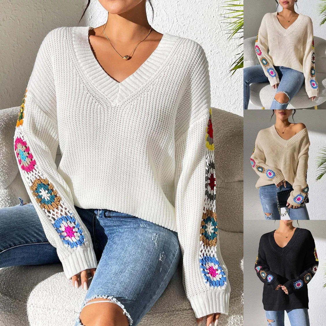 Winter Women Elegant Solid Color Sweater Soft Comfortable Knitted Long Casual Apparel