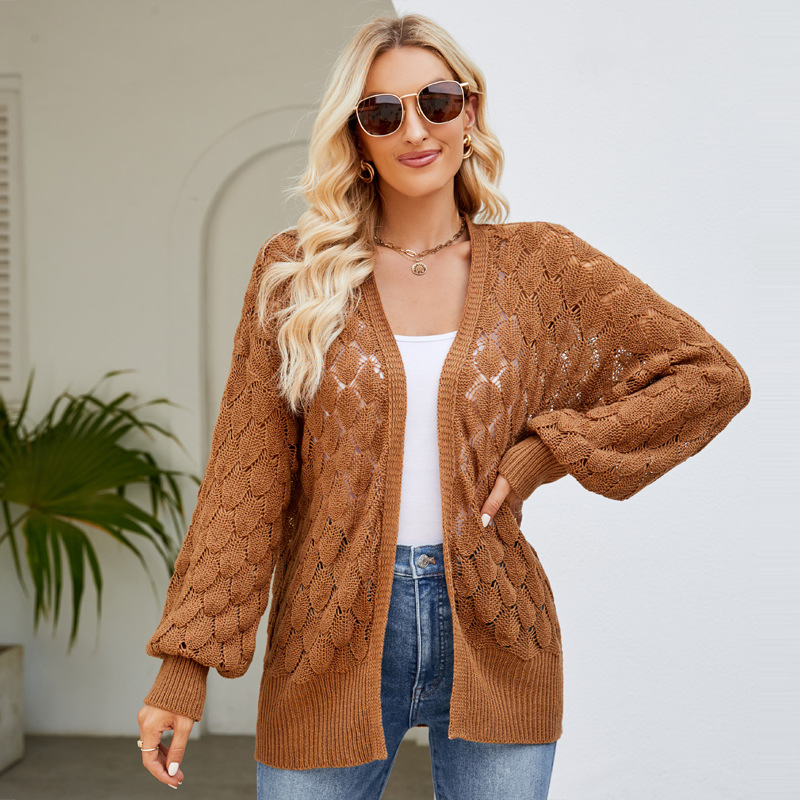 Oversized Knitted Embroidery Cardigan Ladies Fashion Knit Jacquard Loose Women Cardigans Sweater