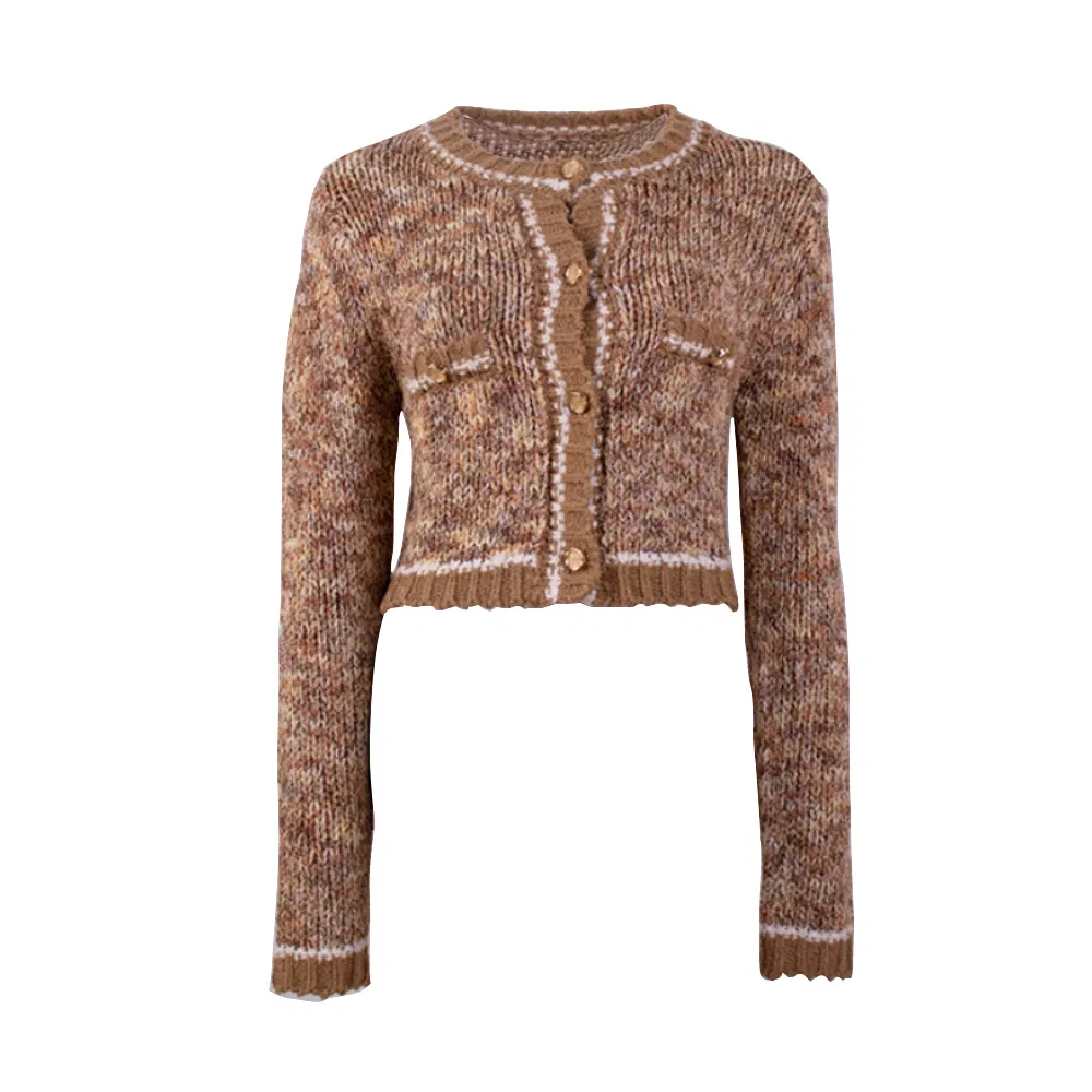OEM Custom Fall New Arrival Designer Ladies Women Knitted Sweater Coat Cardigan
