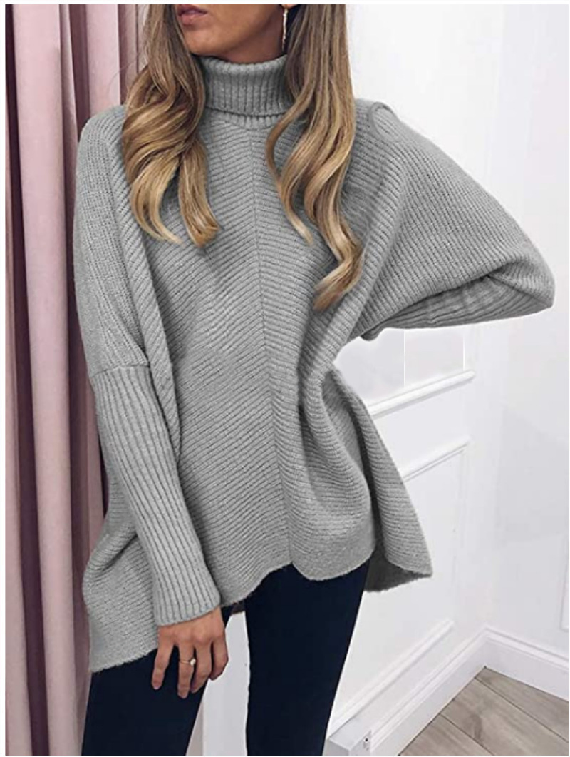 Winter Women Turtleneck Loose Soild Color Oversized Pullover Knit Sweaters