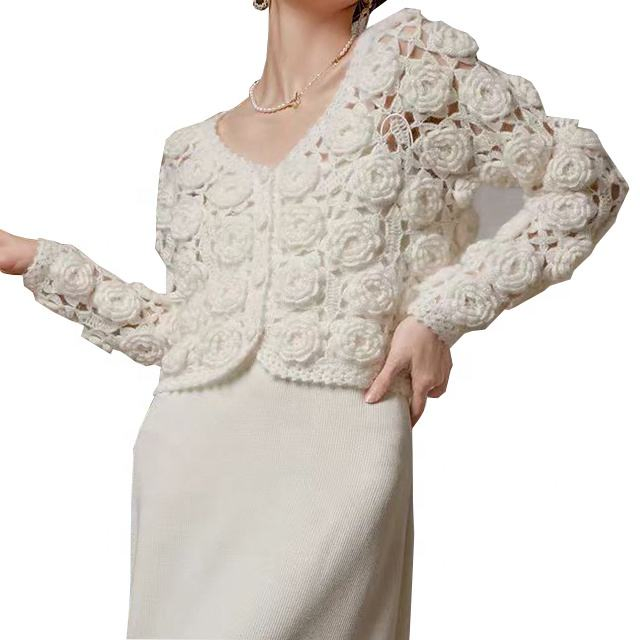 Heavy Industry, White Knitted Sweater, Women′s Autumn and Winter Lazy Style Retro Coat, Cardigan Top