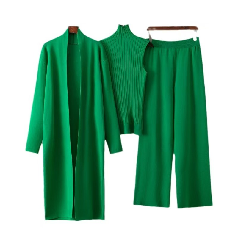 Women Custom Clothing Ladies 3 Piece Pant Cardigan Set Women Fashion Knitted Vest Pant Set Women Sweater Cardigan