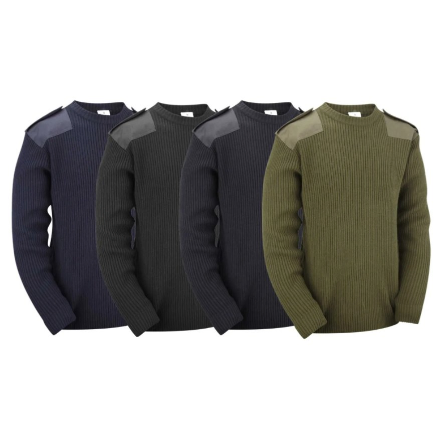 Jumper Crew Neck Pullover Heavy Duty Rib Sweater Royal Navy Blue Jersey