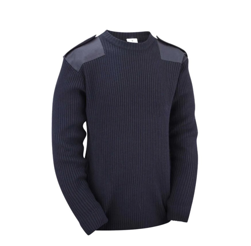 Jumper Crew Neck Pullover Heavy Duty Rib Sweater Royal Navy Blue Jersey