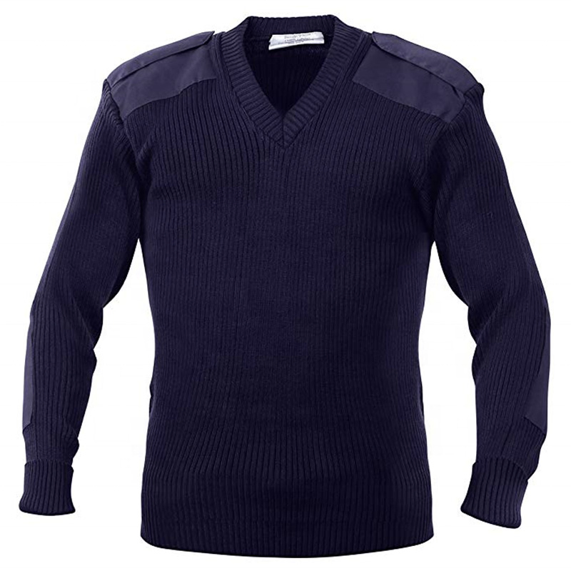 Navy Blue Pullover Sweater V-Neck Uniform Top Shirt