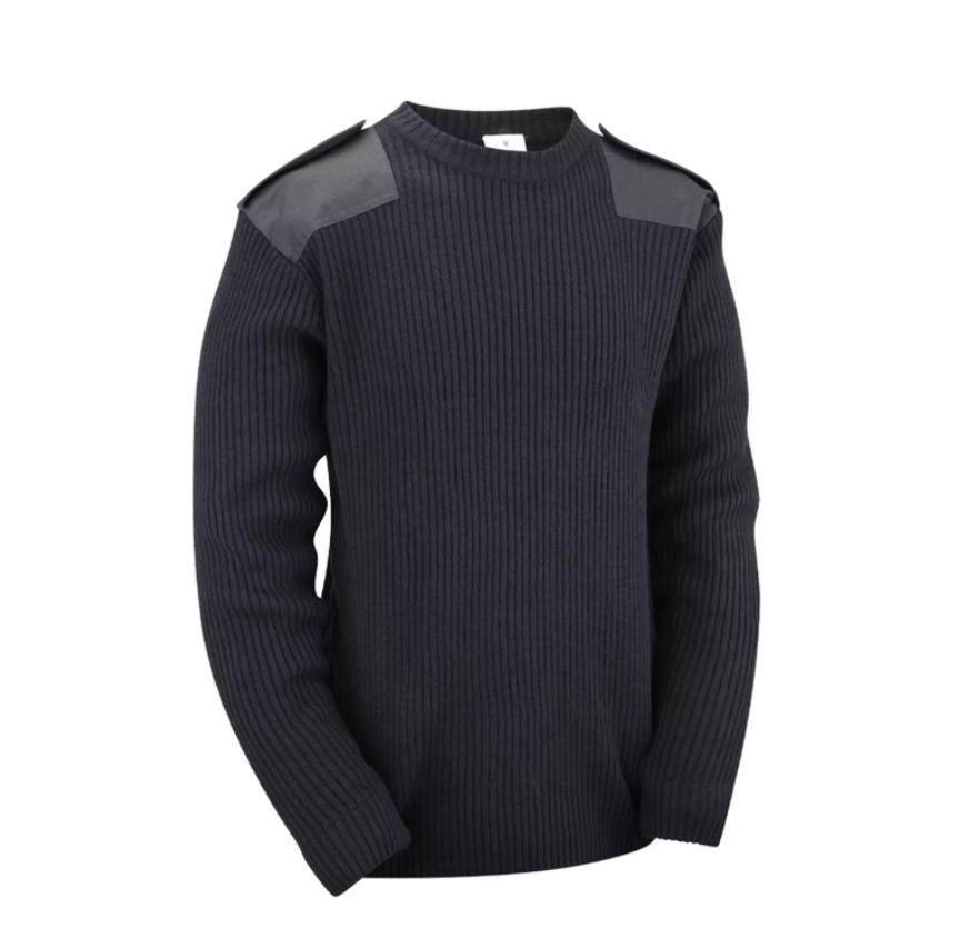 Classic Style Crew Neck Pullover Tactical Jersey Green Sweater Wool Blend