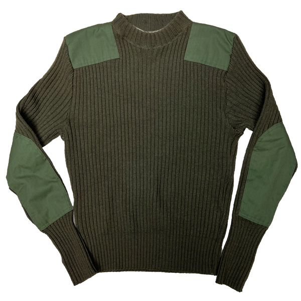 Classic Style Crew Neck Pullover Tactical Jersey Green Sweater Wool Blend