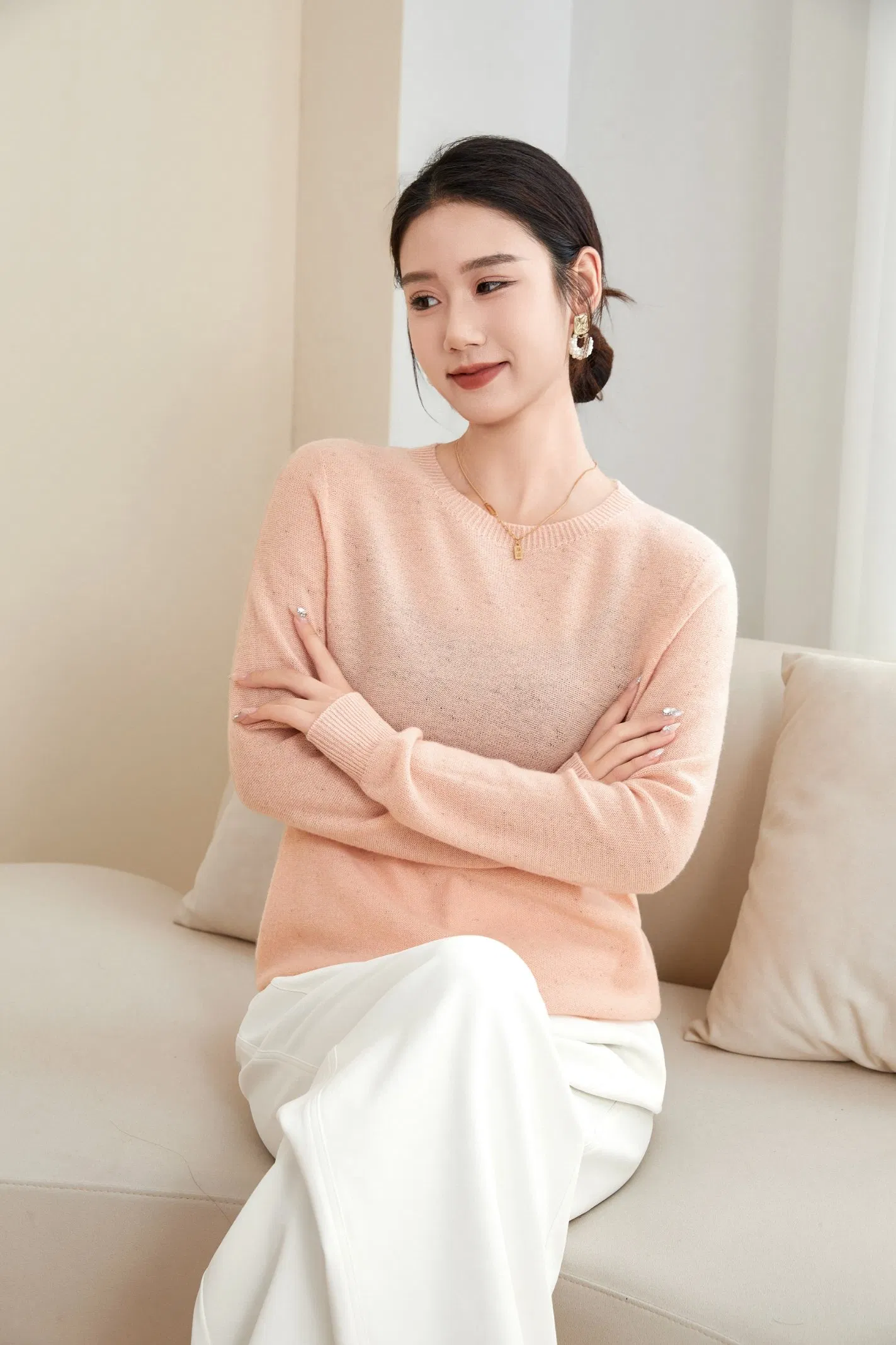 Women&prime;s Roundneck Jumper Ultra Soft Sweater - Premium 91% Wool and 9% Lurex
