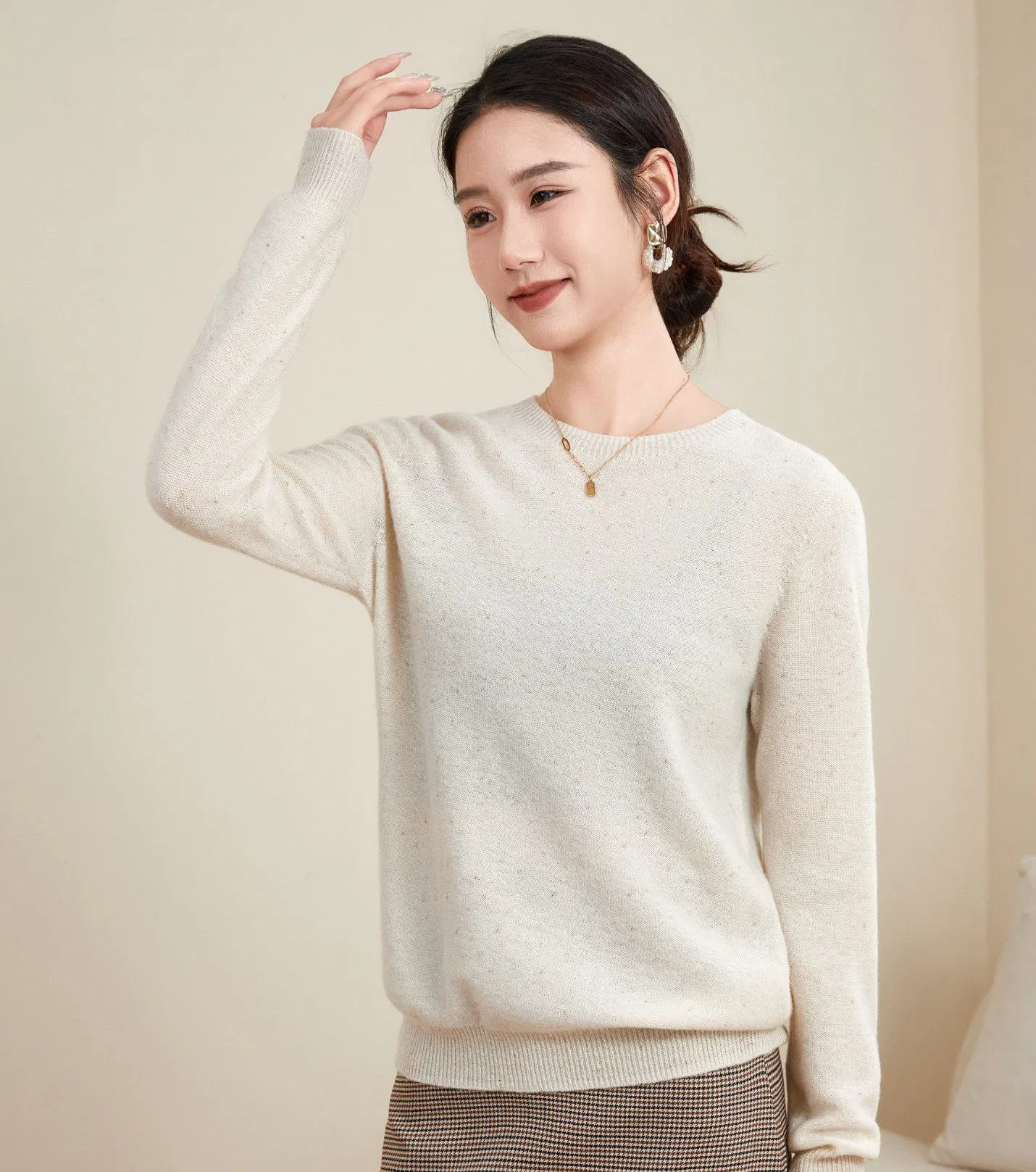Women′s Roundneck Jumper Ultra Soft Sweater - Premium 91% Wool and 9% Lurex