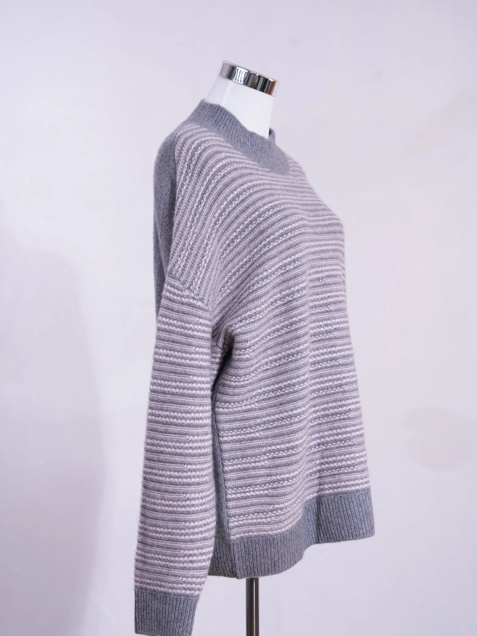 Luxury Women&prime;s Striped Jumper Sweater - 100% Cashmere 424G