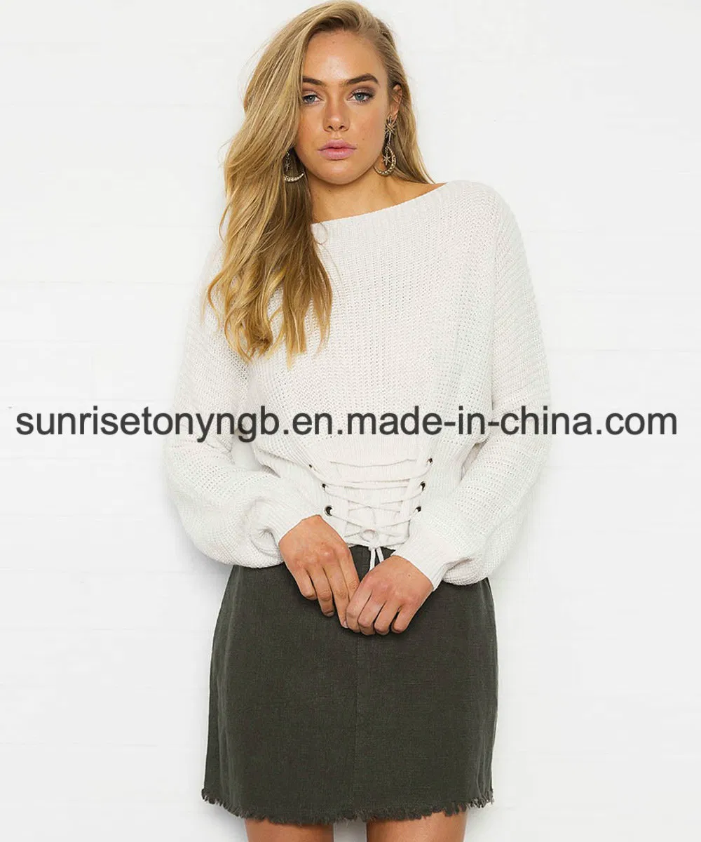 Women′s Fashion Autumn Winter Warm Long Sleeve Solid Color Knitted Sweater Sexy Loose V Neck Pullover Sweater Casual Plus Size Tops
