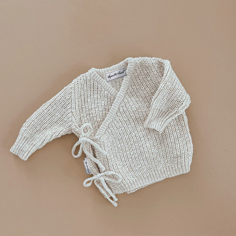 Custom Knitting Baby Sweater Solid Chunky Texture Cotton Jumper Sweater.
