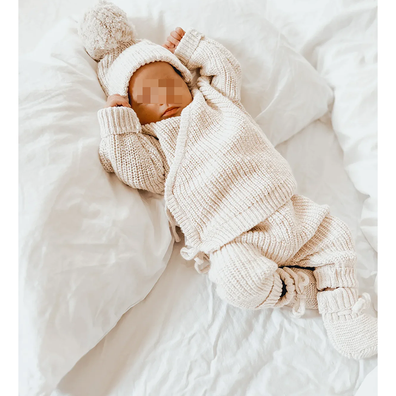 Custom Knitting Baby Sweater Solid Chunky Texture Cotton Jumper Sweater.